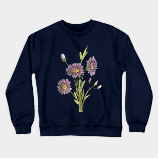 Purple Aster Flowers Watercolor Painting Crewneck Sweatshirt